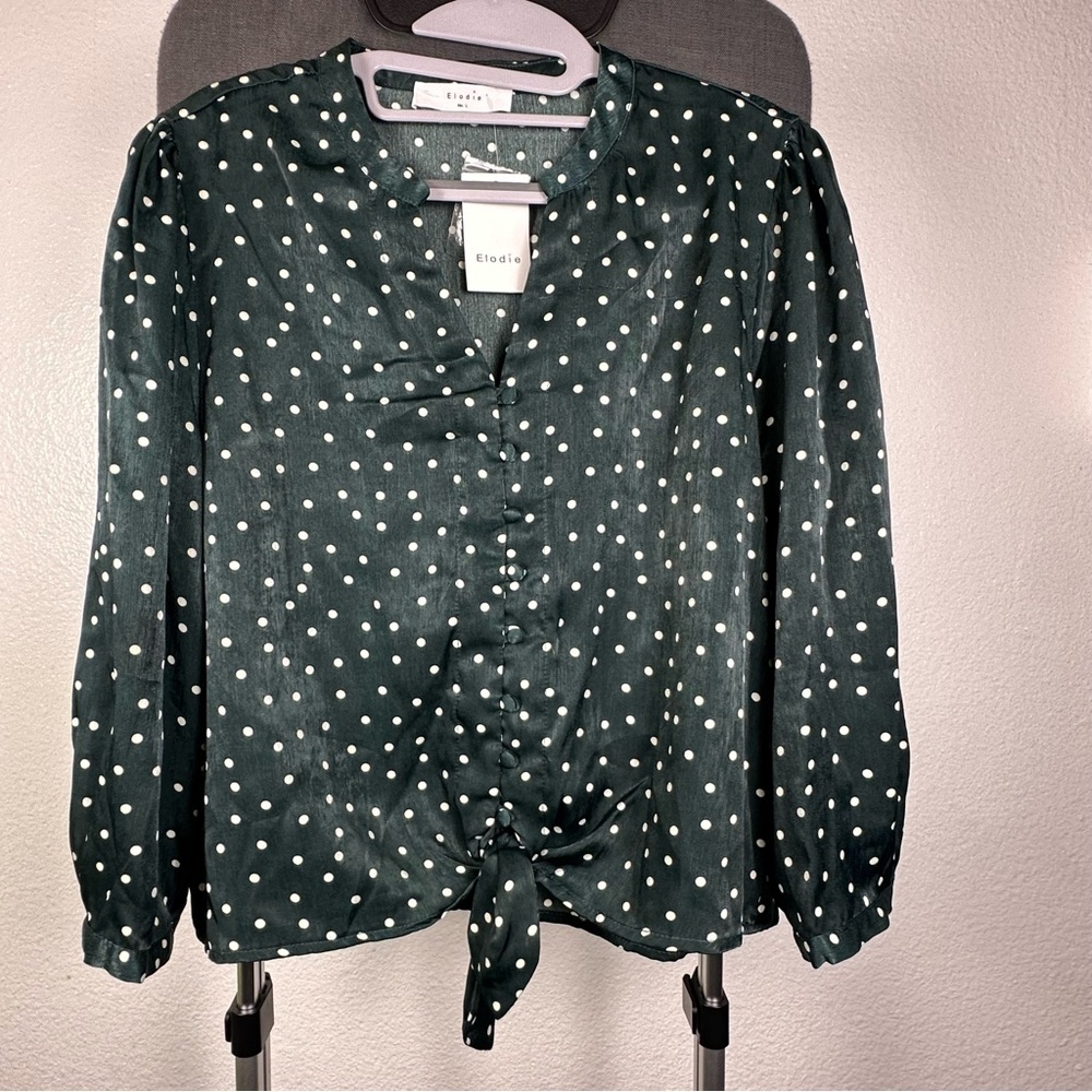 Elodie‎ Dark Green Polka Dot Blouse
